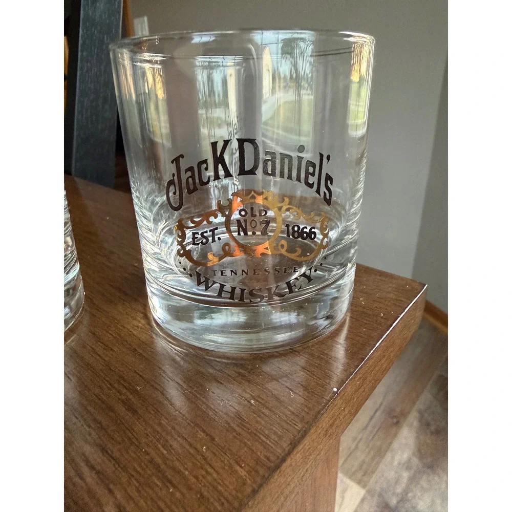Jack Daniel's Old No. 7 Tennessee Whiskey Rocks Glass Set of 2 Barware Tumblers